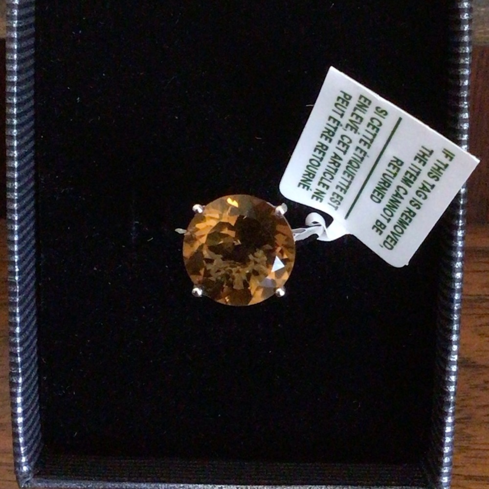 Sterling Silver Whiskey Quartz Cocktail Ring